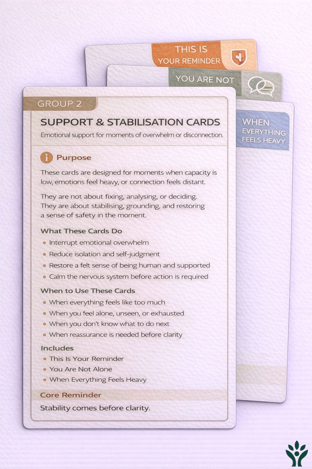 Support & Stabilisation Cards